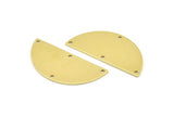 Semi Circle Charm, 8 Raw Brass Half Moon Charms With 4 Holes, Blanks, Connectors (38x17x0.80mm) M689