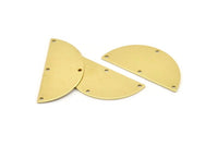 Semi Circle Charm, 8 Raw Brass Half Moon Charms With 4 Holes, Blanks, Connectors (38x17x0.80mm) M689