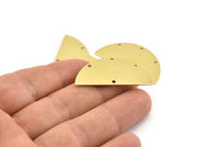 Semi Circle Charm, 8 Raw Brass Half Moon Charms With 4 Holes, Blanks, Connectors (38x17x0.80mm) M690