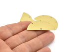 Semi Circle Charm, 8 Raw Brass Half Moon Charms With 4 Holes, Blanks, Connectors (38x17x0.80mm) M690
