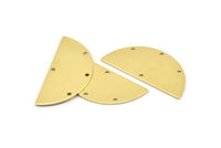 Semi Circle Charm, 8 Raw Brass Half Moon Charms With 4 Holes, Blanks, Connectors (38x17x0.80mm) M690