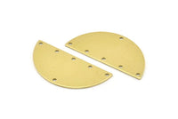 Semi Circle Charm, 8 Raw Brass Half Moon Charms With 6 Holes, Blanks, Connectors (38x17x0.80mm) M691