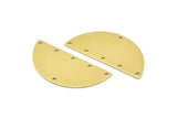 Semi Circle Charm, 8 Raw Brass Half Moon Charms With 6 Holes, Blanks, Connectors (38x17x0.80mm) M691