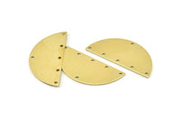 Semi Circle Charm, 8 Raw Brass Half Moon Charms With 6 Holes, Blanks, Connectors (38x17x0.80mm) M691