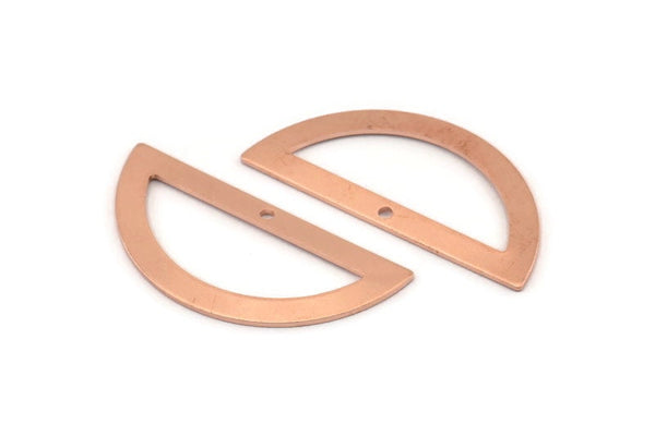 Yarım Daire Charm, 1 Delikli 12 Ham Bakır Yarım Ay Charm, Boşluklar (38x17x0,80 mm) M697