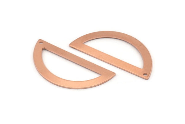 Yarım Daire Charm, 1 Delikli 12 Ham Bakır Yarım Ay Charm, Boşluklar (38x17x0,80 mm) M699