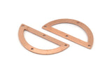 Semi Circle Charm, 12 Raw Copper Half Moon Charms With 4 Holes, Blanks (38x17x0.80mm) M702