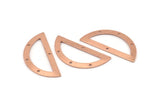 Semi Circle Charm, 12 Raw Copper Half Moon Charms With 4 Holes, Blanks (38x17x0.80mm) M703