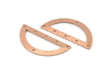 Semi Circle Charm, 12 Raw Copper Half Moon Charms With 6 Holes, Blanks (38x17x0.80mm) M704