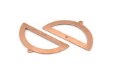 Semi Circle Charm, 12 Raw Copper Half Moon Charms With 1 Loop And 1 Hole, Blanks (38x20x0.80mm) M693