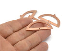 Semi Circle Charm, 12 Raw Copper Half Moon Charms With 1 Loop And 1 Hole, Blanks (38x20x0.80mm) M693