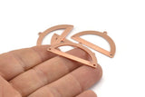 Semi Circle Charm, 12 Raw Copper Half Moon Charms With 1 Loop And 2 Holes, Blanks (38x20x0.80mm) M694