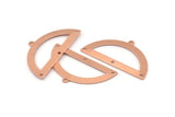 Semi Circle Charm, 12 Raw Copper Half Moon Charms With 1 Loop And 3 Holes, Blanks (38x20x0.80mm) M695