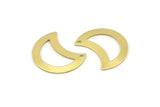 Brass Moon Charm, 12 Raw Brass Moon Charm With 1 Hole, Blanks, Findings (25x15x0.70mm) M769