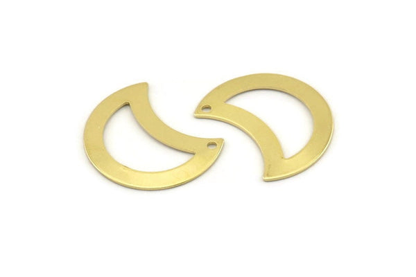 Brass Moon Charm, 12 Raw Brass Moon Charm With 1 Hole, Blanks, Findings (25x15x0.70mm) M769