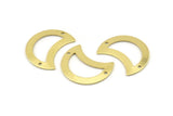 Brass Moon Charm, 12 Raw Brass Moon Charm With 2 Holes, Blanks, Findings (25x15x0.70mm) M775