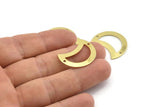 Brass Moon Charm, 12 Raw Brass Moon Charm With 2 Holes, Blanks, Findings (25x15x0.70mm) M775