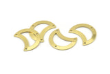 Brass Moon Charm, 12 Raw Brass Moon Charm With 3 Holes, Blanks, Findings (25x15x0.70mm) M776