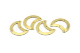 Brass Moon Charm, 12 Raw Brass Moon Charm With 4 Holes, Blanks, Findings (25x15x0.70mm) M757