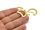 Brass Moon Charm, 12 Raw Brass Moon Charm With 4 Holes, Blanks, Findings (25x15x0.70mm) M757