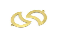 Brass Moon Charm, 12 Raw Brass Moon Charm With 1 Loop, Blanks, Findings (25x18x0.70mm) M753