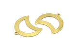 Brass Moon Charm, 12 Raw Brass Moon Charm With 1 Loop, Blanks, Findings (25x18x0.70mm) M753