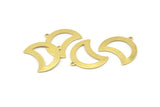 Brass Moon Charm, 12 Raw Brass Moon Charm With 1 Loop, Blanks, Findings (25x18x0.70mm) M753