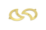 Brass Moon Charm, 12 Raw Brass Moon Charm With 1 Loop And 1 Hole, Blanks, Findings (25x18x0.70mm) M754