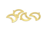 Brass Moon Charm, 12 Raw Brass Moon Charm With 1 Loop And 1 Hole, Blanks, Findings (25x18x0.70mm) M754