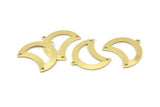 Brass Moon Charm, 12 Raw Brass Moon Charm With 1 Loop And 2 Holes, Blanks, Findings (25x18x0.70mm) M755