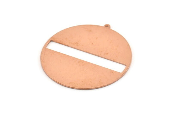 Huge Round Charm, 2  Raw Copper Round Stamping Blanks With 1 Loop (45x43x0.90mm) M553