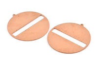 Huge Round Charm, 2  Raw Copper Round Stamping Blanks With 1 Loop (45x43x0.90mm) M553