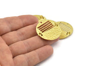 Brass Semi Circle, 2 Hammered Raw Brass Half Moon Charms With 1 Hole, Pendants (30x1mm) N1158