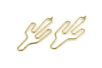 Wire Cactus Earring Findings, 2 Raw Brass Wire Cactus Earring Findings, Jewelry Supplies, Findings, Charms (64x28x1mm) Bs 1700