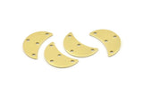 Brass Moon Charm, 12 Raw Brass Moon Charm With 4 Holes, Blanks, Findings (18x8.5x0.70mm) M744