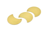Brass Moon Charm, 12 Raw Brass Moon Charm With 1 Hole, Blanks, Findings (25x15x0.70mm) M730