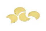 Brass Moon Charm, 12 Raw Brass Moon Charm With 1 Hole, Blanks, Findings (25x15x0.70mm) M731