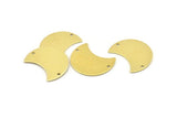 Brass Moon Charm, 12 Raw Brass Moon Charm With 2 Holes, Blanks, Findings (25x15x0.70mm) M732