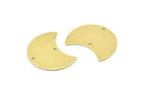 Brass Moon Charm, 12 Raw Brass Moon Charm With 2 Holes, Blanks, Findings (25x15x0.70mm) M734