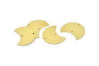 Brass Moon Charm, 12 Raw Brass Moon Charm With 2 Holes, Blanks, Findings (25x15x0.70mm) M734