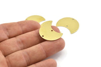 Brass Moon Charm, 12 Raw Brass Moon Charm With 2 Holes, Blanks, Findings (25x15x0.70mm) M734