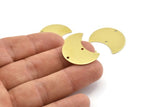 Brass Moon Charm, 12 Raw Brass Moon Charm With 2 Holes, Blanks, Findings (25x15x0.70mm) M734