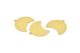 Brass Moon Charm, 12 Raw Brass Moon Charm With 1 Loop, Blanks, Findings (25x18x0.70mm) M685