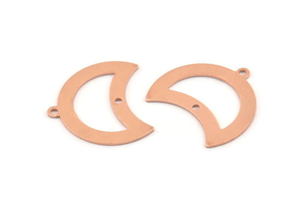 Copper Moon Charm, 10 Raw Copper Moon Charm With 1 Loop And 1 Hole, Blanks, Findings (25x18x0.70mm) M750