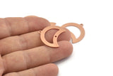 Copper Moon Charm, 10 Raw Copper Moon Charm With 1 Loop And 1 Hole, Blanks, Findings (25x18x0.70mm) M750