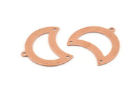 Copper Moon Charm, 10 Raw Copper Moon Charm With 1 Loop And 2 Holes, Blanks, Findings (25x18x0.70mm) M751