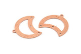Copper Moon Charm, 10 Raw Copper Moon Charm With 1 Loop And 3 Holes, Blanks, Findings (25x18x0.70mm) M752