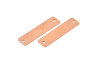 Copper Rectangle Charm, 8 Raw Copper Rectangle Stamping Blanks With 2 Hole, Pendants, Connectors (40x10x0.80mm) M562
