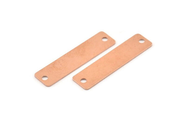 Copper Rectangle Charm, 8 Raw Copper Rectangle Stamping Blanks With 2 Hole, Pendants, Connectors (40x10x0.80mm) M562