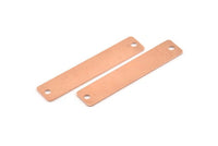 Copper Rectangle Charm, 6 Raw Copper Rectangle Stamping Blanks With 2 Hole, Pendants, Connectors (50x10x0.80mm) M563